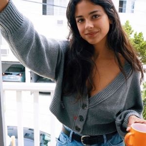 Urban Outfitters BDG Mari Cropped Cardigan (GREY)